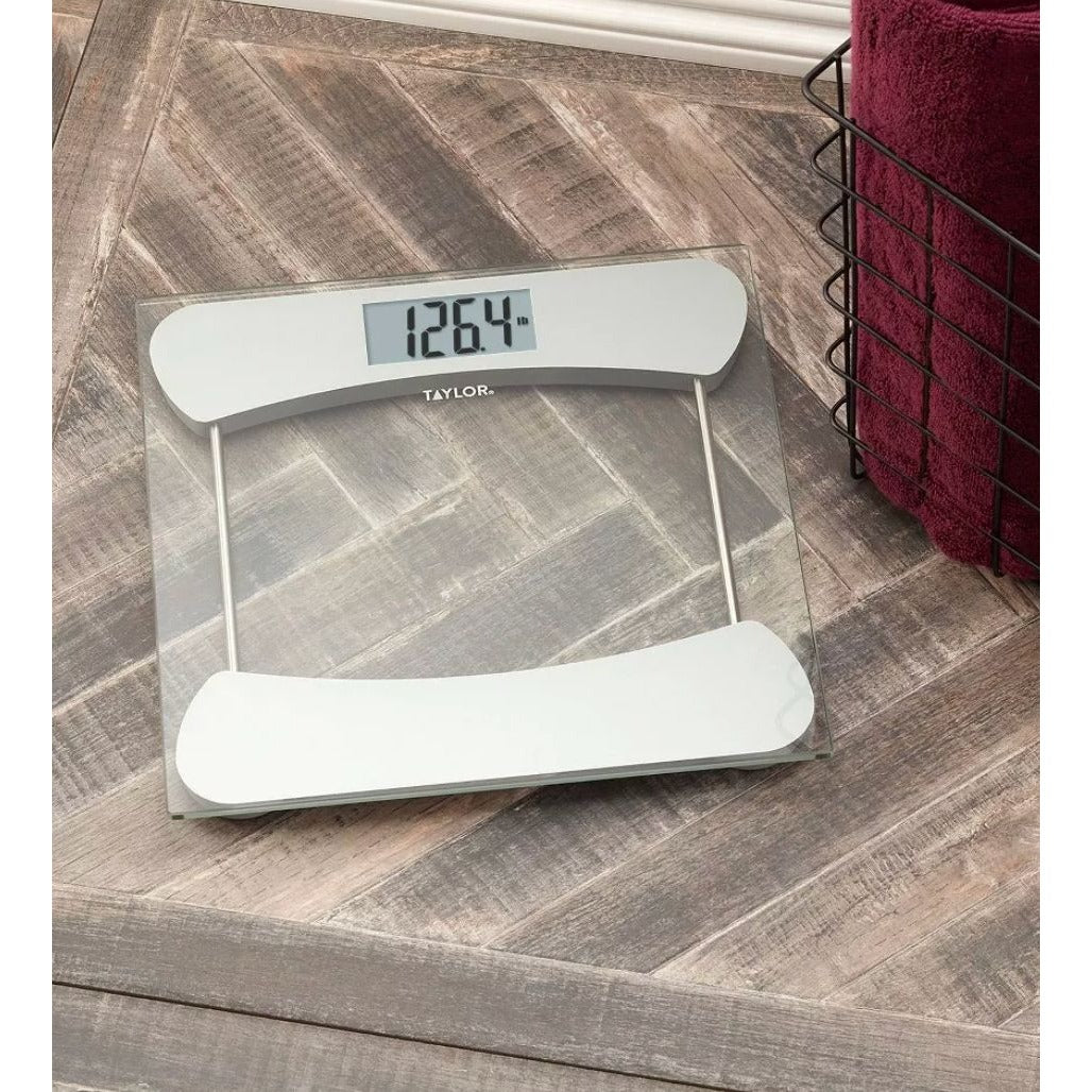 Taylor Glass Digital Scale With 400 LB Capacity Easy-To-Read LCD Display And Tempered Glass Platform