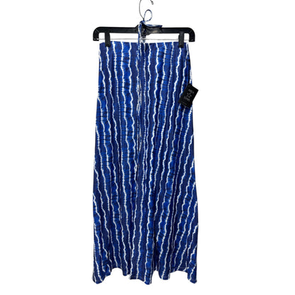 Area Stars Tie-Dye Blue & White Halter Maxi Dress Ruched Front Size S