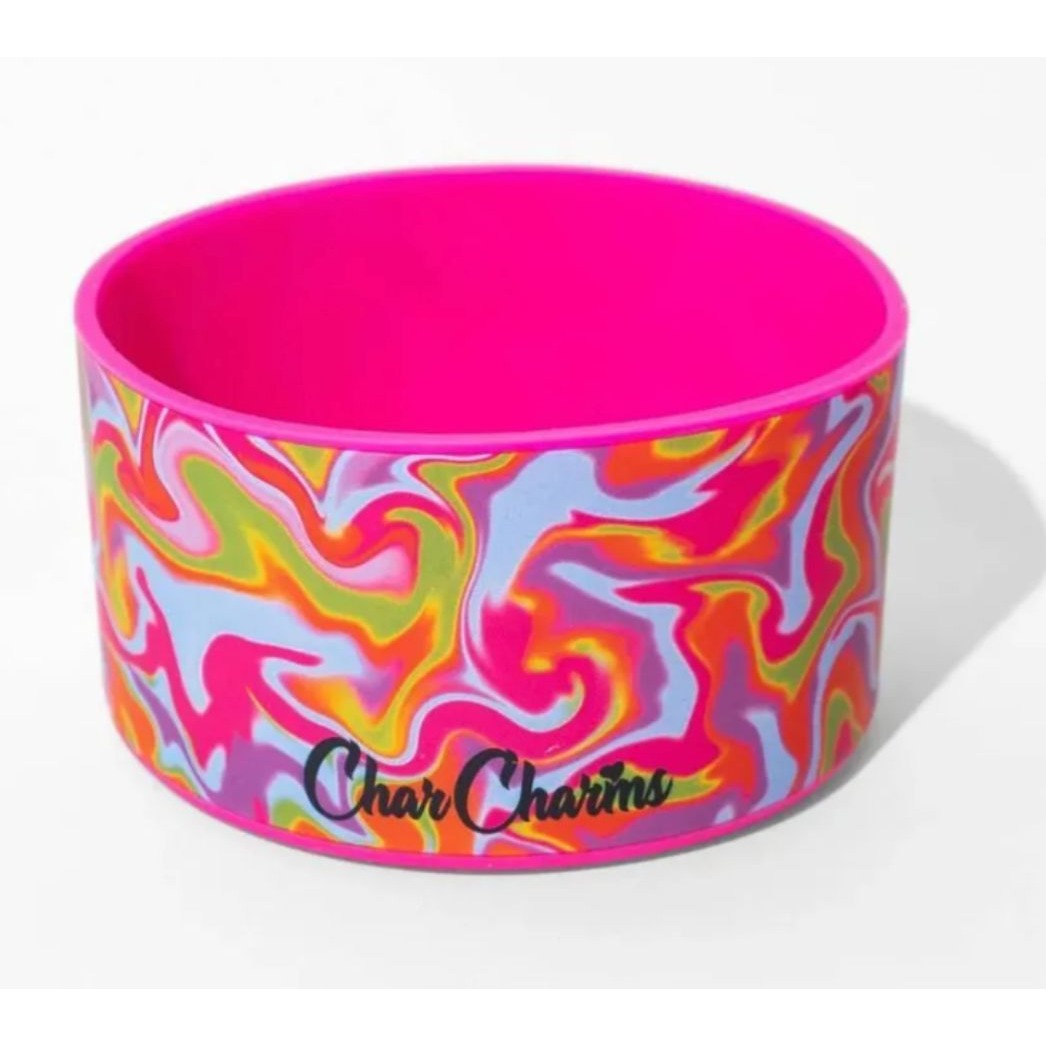 CharCharms Water Bottle Boot Silicone Pink Swirl 2.8-3.1 Inch Diameter Dishwasher Safe