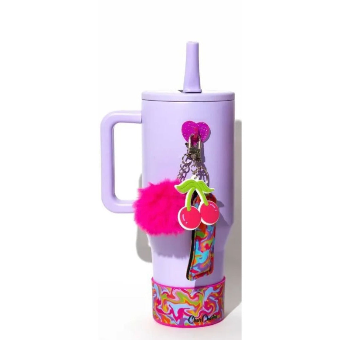 CharCharms Water Bottle Boot Silicone Pink Swirl 2.8-3.1 Inch Diameter Dishwasher Safe