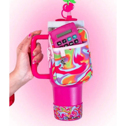 CharCharms Water Bottle Boot Silicone Pink Swirl 2.8-3.1 Inch Diameter Dishwasher Safe