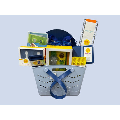 Beach Essentials Bundle Basket Including Tote Bags, Treat Molds, Bento Box, Grill Basket,  Shell Plates, and More By Sun Squad