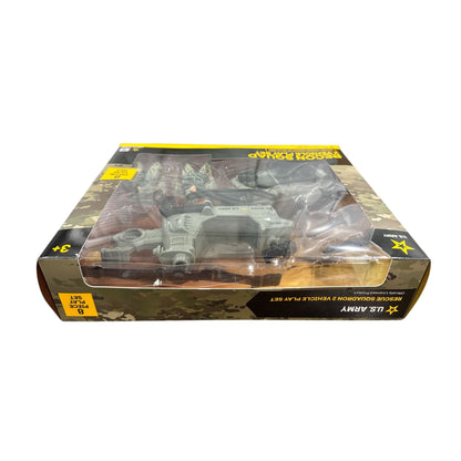 U.S. Army Recon Squad 2 Vehicle Play Set - Helicopter, Military Raft, Weapons & 2 Soldiers - 8 Piece Set