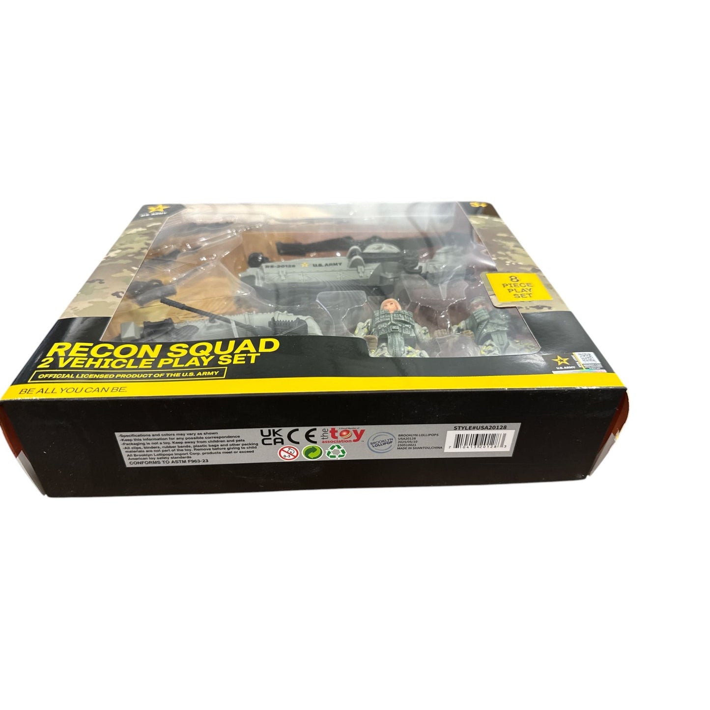 U.S. Army Recon Squad 2 Vehicle Play Set - Helicopter, Military Raft, Weapons & 2 Soldiers - 8 Piece Set