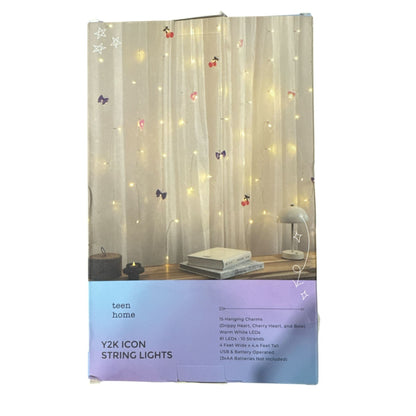 Y2K Icon String Lights With 15 Hanging Charms USB & Battery Powered Warm White LEDs 81 Lights 10 Strands Teen Home