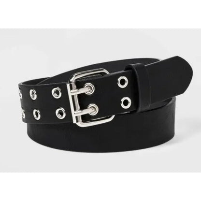 Set Of 3 Art Class Black Belts With Silver Buckle & Grommet Design Adjustable Medium