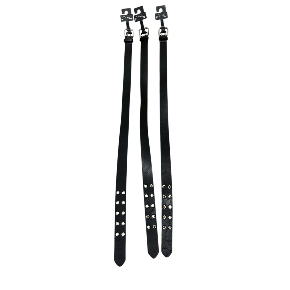 Set Of 3 Art Class Black Belts With Silver Buckle & Grommet Design Adjustable Medium