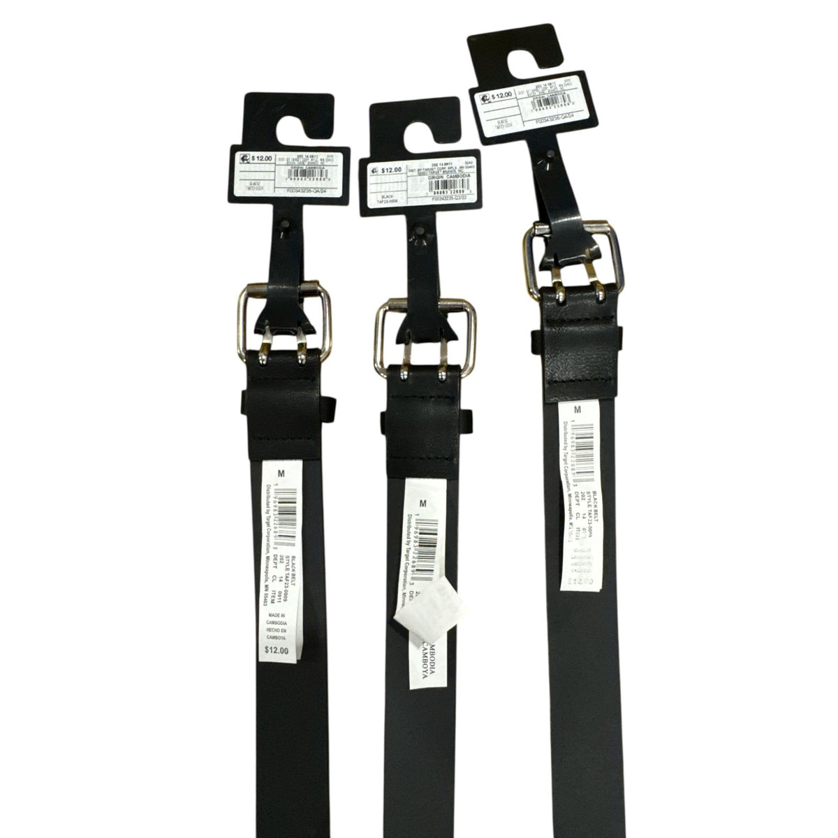 Set Of 3 Art Class Black Belts With Silver Buckle & Grommet Design Adjustable Medium