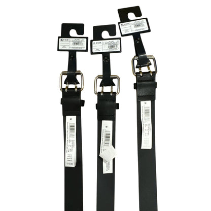 Set Of 3 Art Class Black Belts With Silver Buckle & Grommet Design Adjustable Medium