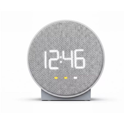 Capello Round Time Fabric Alarm Clock With USB Charging Dual Alarms & AC Power Gray