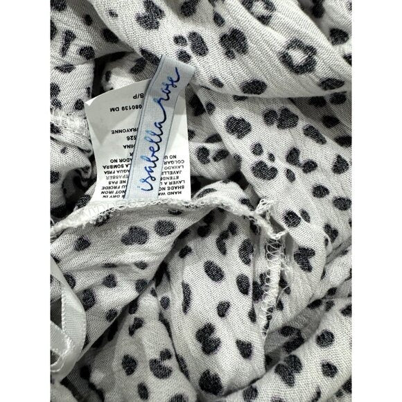 Isabella Rose Midi Dress With Elastic Waist Puff Sleeves & Leopard Print Women’s S Black & White