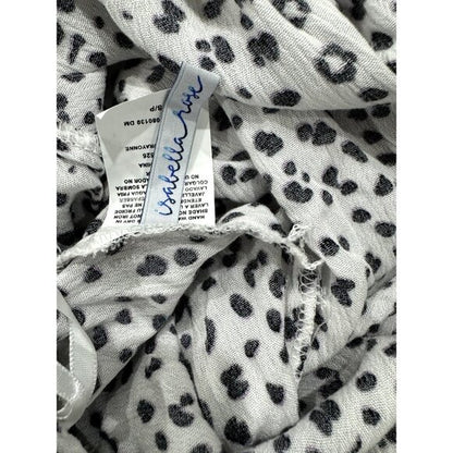 Isabella Rose Midi Dress With Elastic Waist Puff Sleeves & Leopard Print Women’s S Black & White