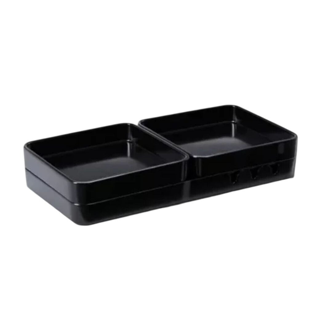 3 Piece Black Stackable Tray Set By Room Essentials Bamboo Melamine BPA Free