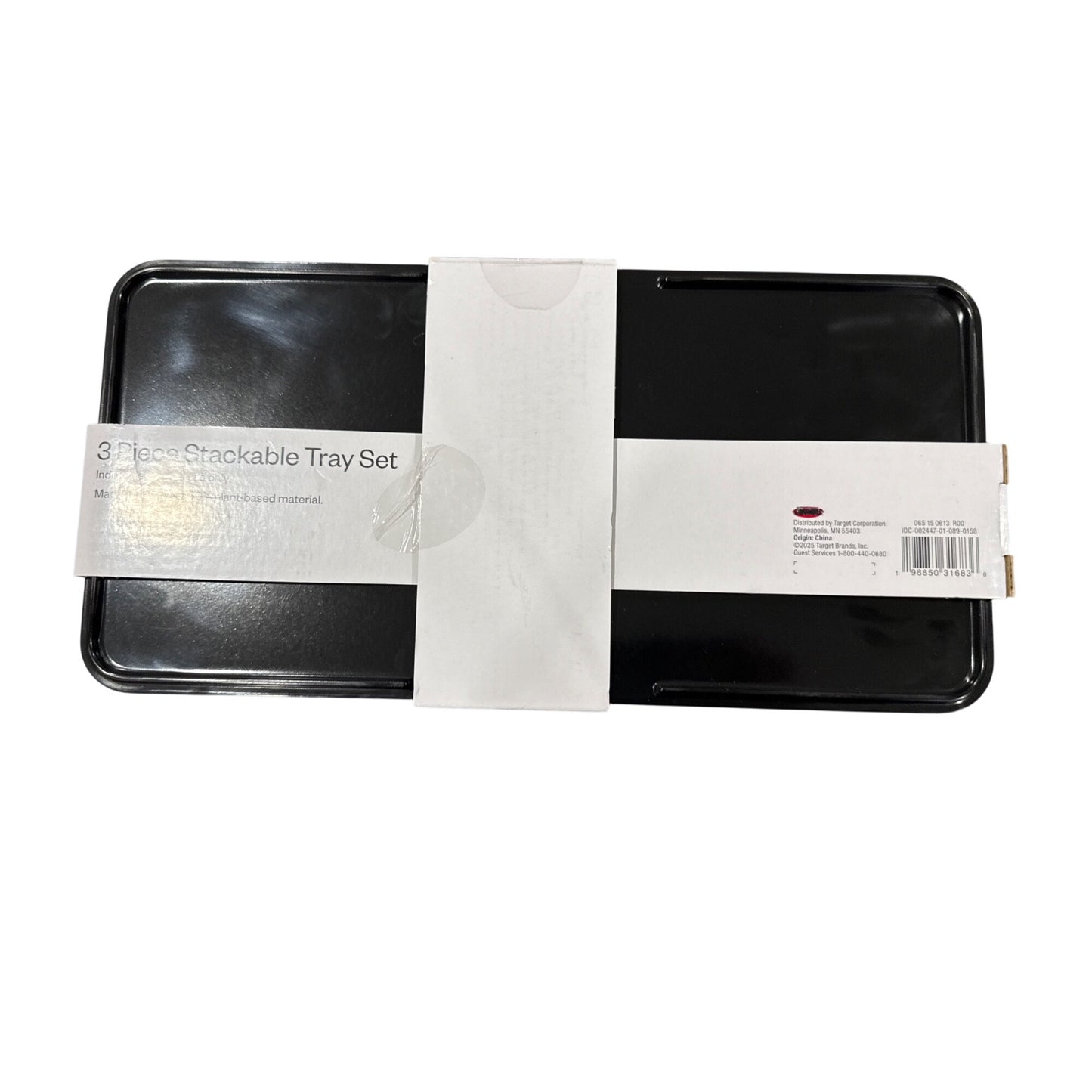 3 Piece Black Stackable Tray Set By Room Essentials Bamboo Melamine BPA Free