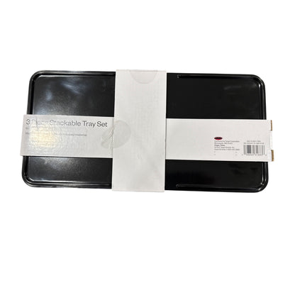 3 Piece Black Stackable Tray Set By Room Essentials Bamboo Melamine BPA Free