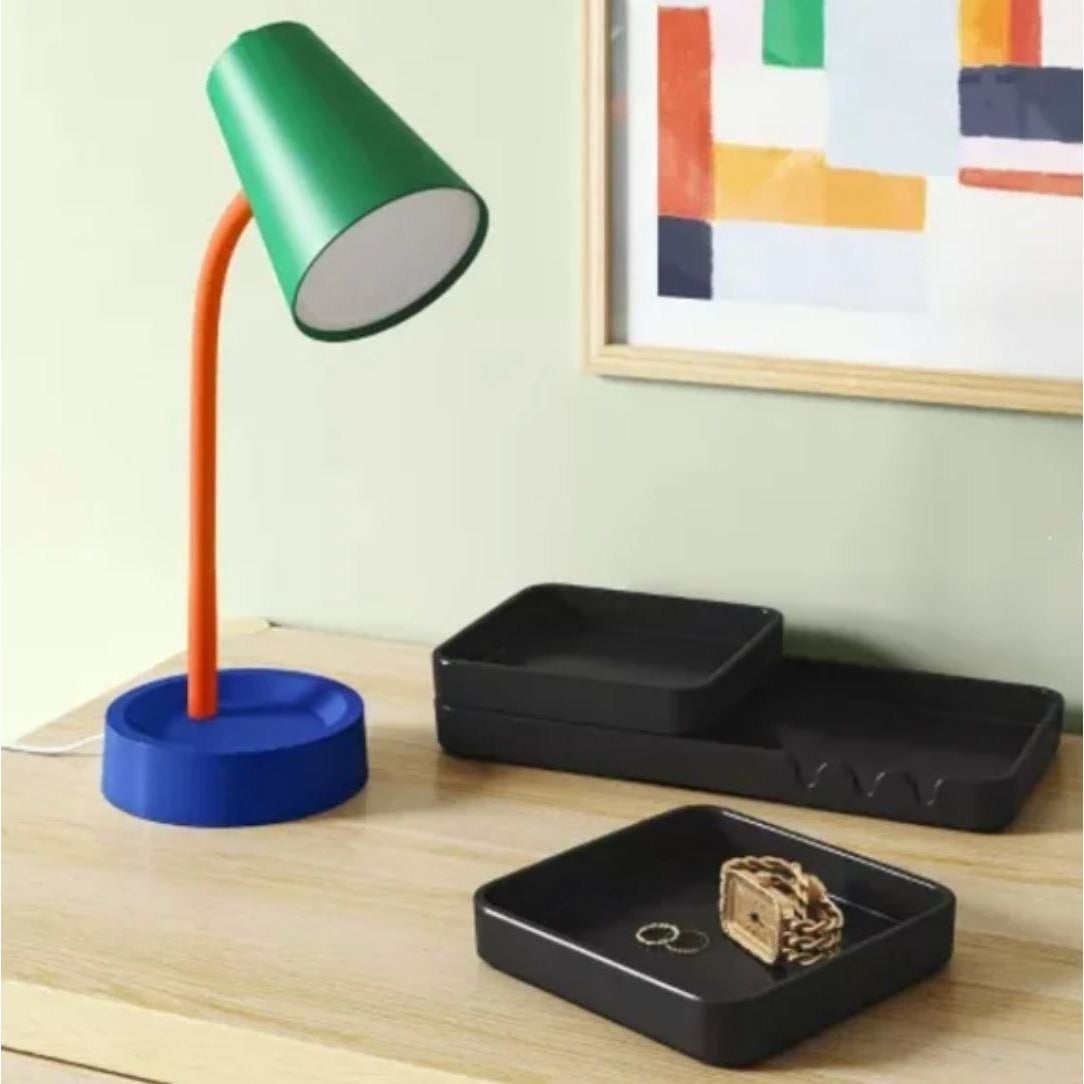 3 Piece Black Stackable Tray Set By Room Essentials Bamboo Melamine BPA Free