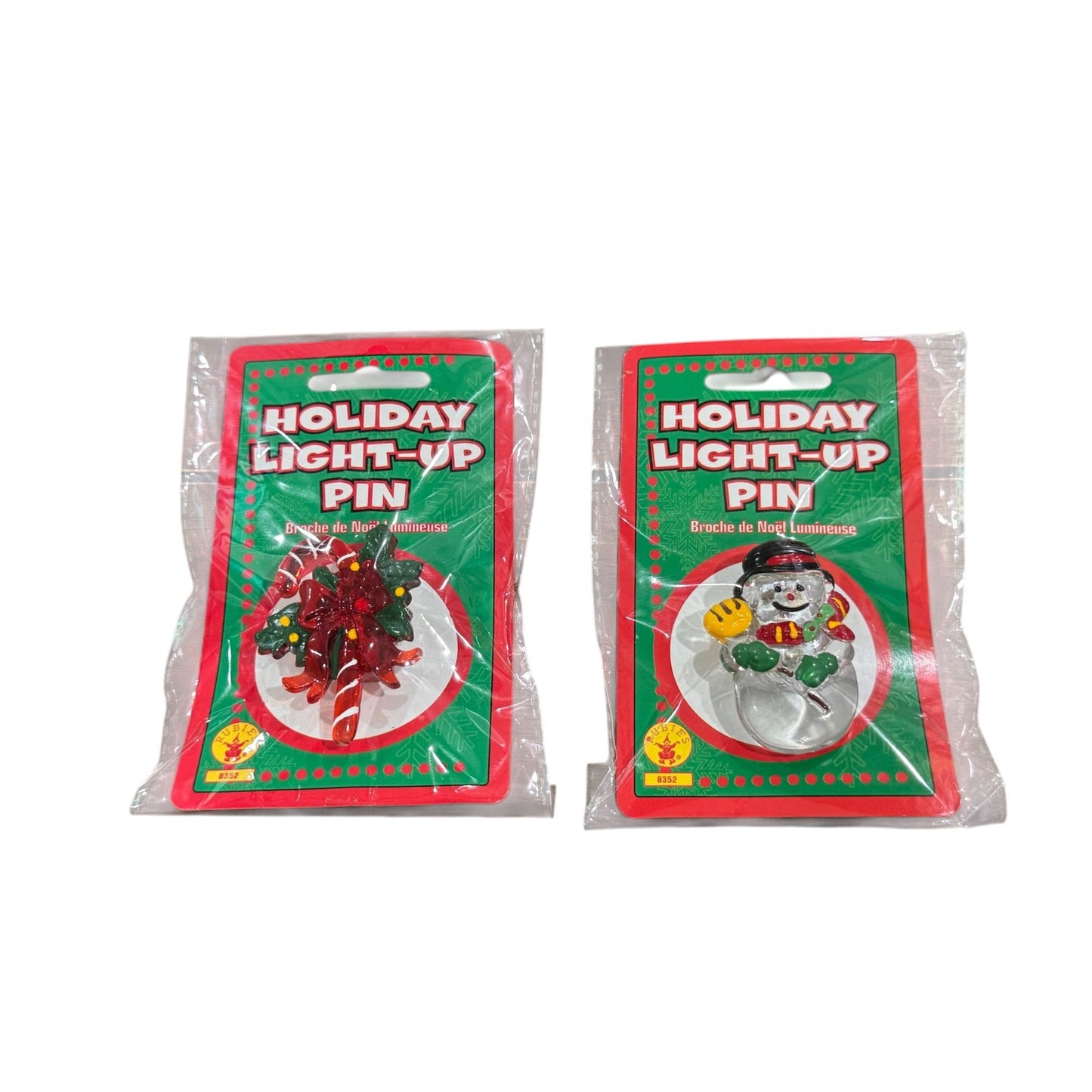 Holiday Light-Up Pin Set Snowman & Candy Cane Design By Rubies