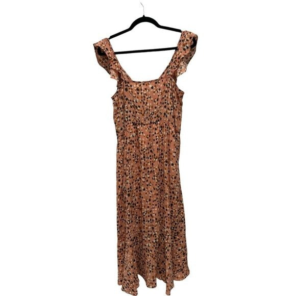 Socialite Pink Polka Dot Ruffle Wrap Dress Women's Size L