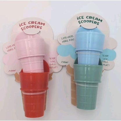 Colorful Ice Cream Scoop Sets Assorted Designs Durable Plastic Set Of 2 Per Pack