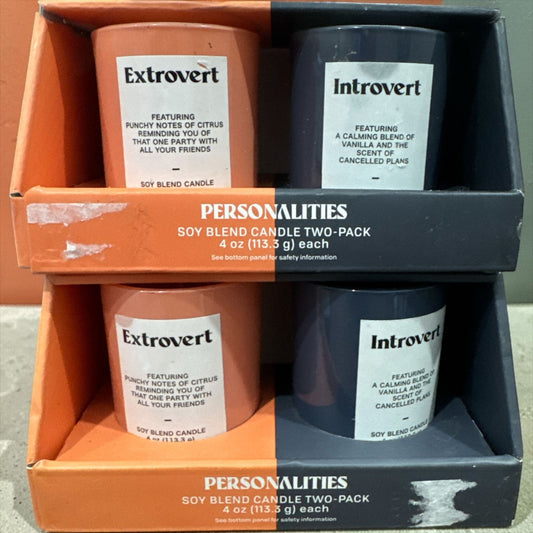 Personalities Soy Blend Candle Two-Pack Extrovert & Introvert 4 Oz Each