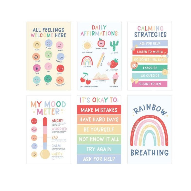 Pippi Post Calming Corner Poster Kit & Westclox Learning Clock Set For Kids Emotional & Time Education