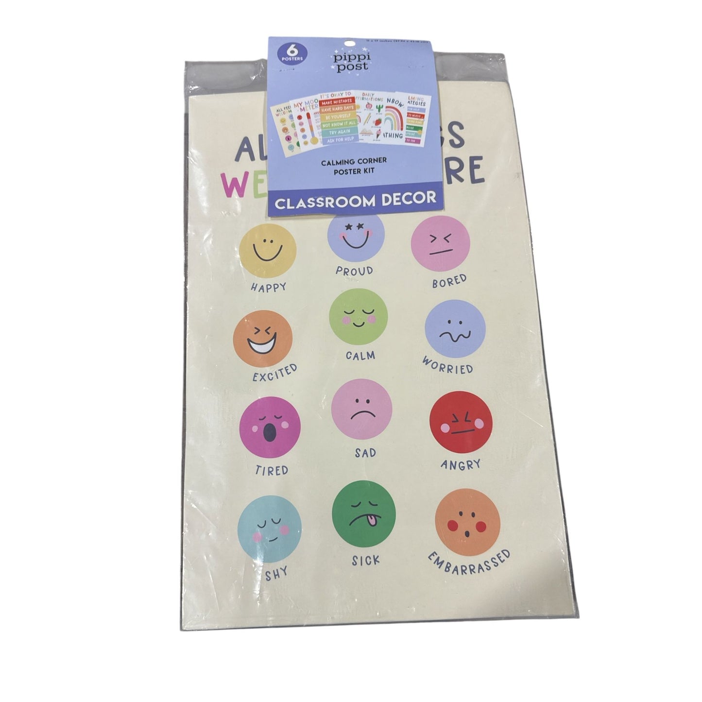 Pippi Post Calming Corner Poster Kit & Westclox Learning Clock Set For Kids Emotional & Time Education