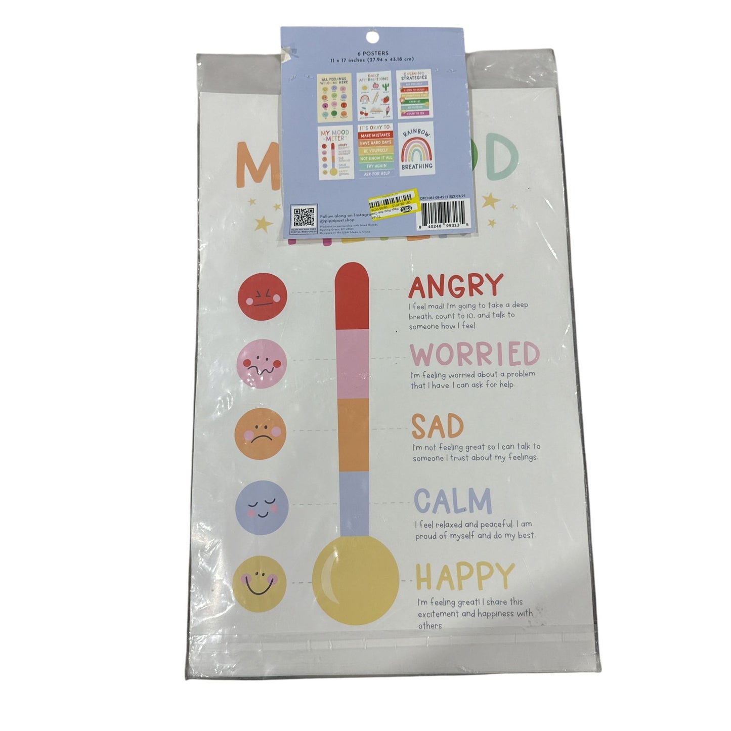 Pippi Post Calming Corner Poster Kit & Westclox Learning Clock Set For Kids Emotional & Time Education
