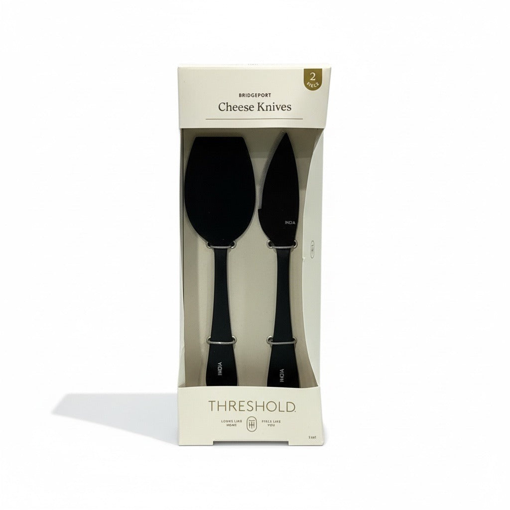 Bridgeport Cheese Knives 2-Piece Set By Threshold Black Finish For Entertaining & Serving