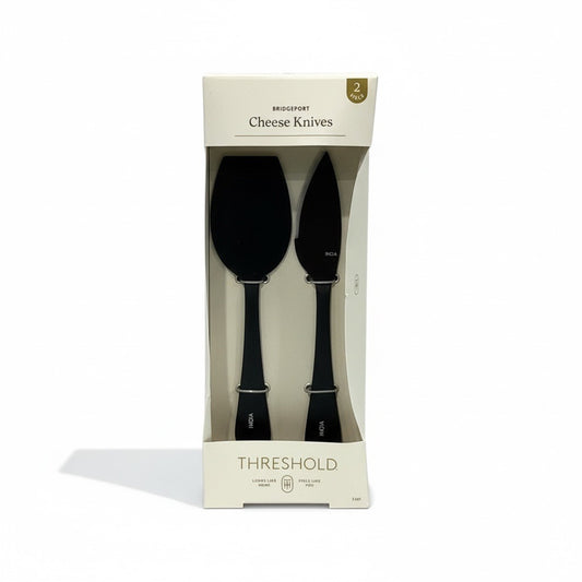 Bridgeport Cheese Knives 2-Piece Set By Threshold Black Finish For Entertaining & Serving