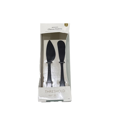Bridgeport Cheese Knives 2-Piece Set By Threshold Black Finish For Entertaining & Serving