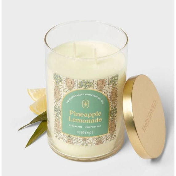Threshold Pineapple Lemonade Soy Blend Candle With Essential Oils 21.5oz