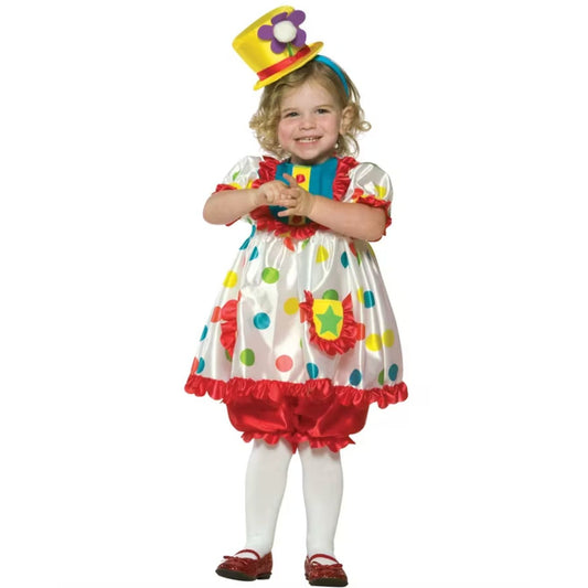 Clown Girl Costume Dress-Up Set Child Size 3-4T Includes Dress Bloomers & Headband With Hat By Rasta Imposta