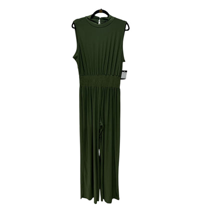 Marina Women's Sleeveless Olive Green Wide-Leg Jumpsuit With Smocked Waist Size M