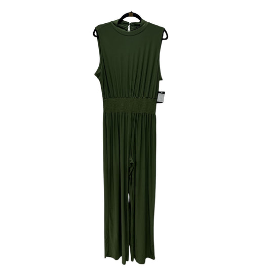 Marina Women's Sleeveless Olive Green Wide-Leg Jumpsuit With Smocked Waist Size M