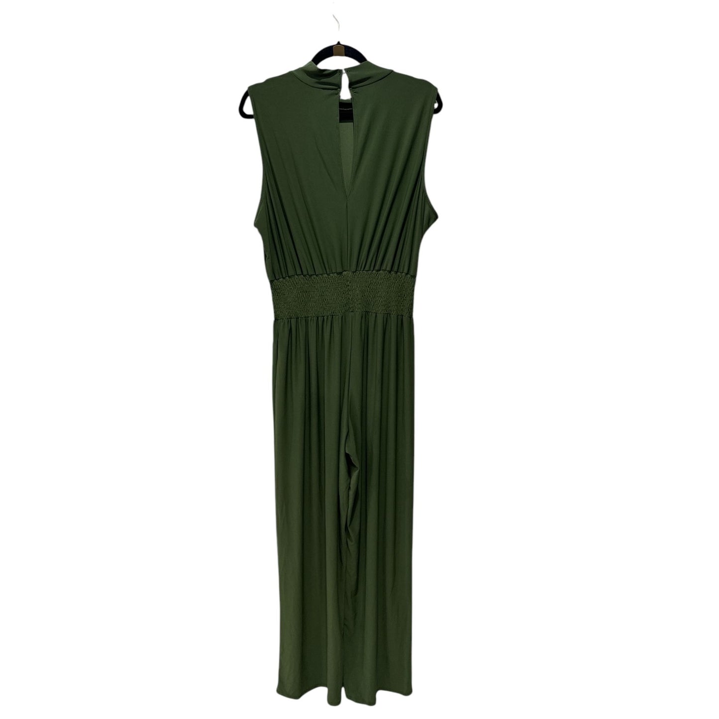 Marina Women's Sleeveless Olive Green Wide-Leg Jumpsuit With Smocked Waist Size M