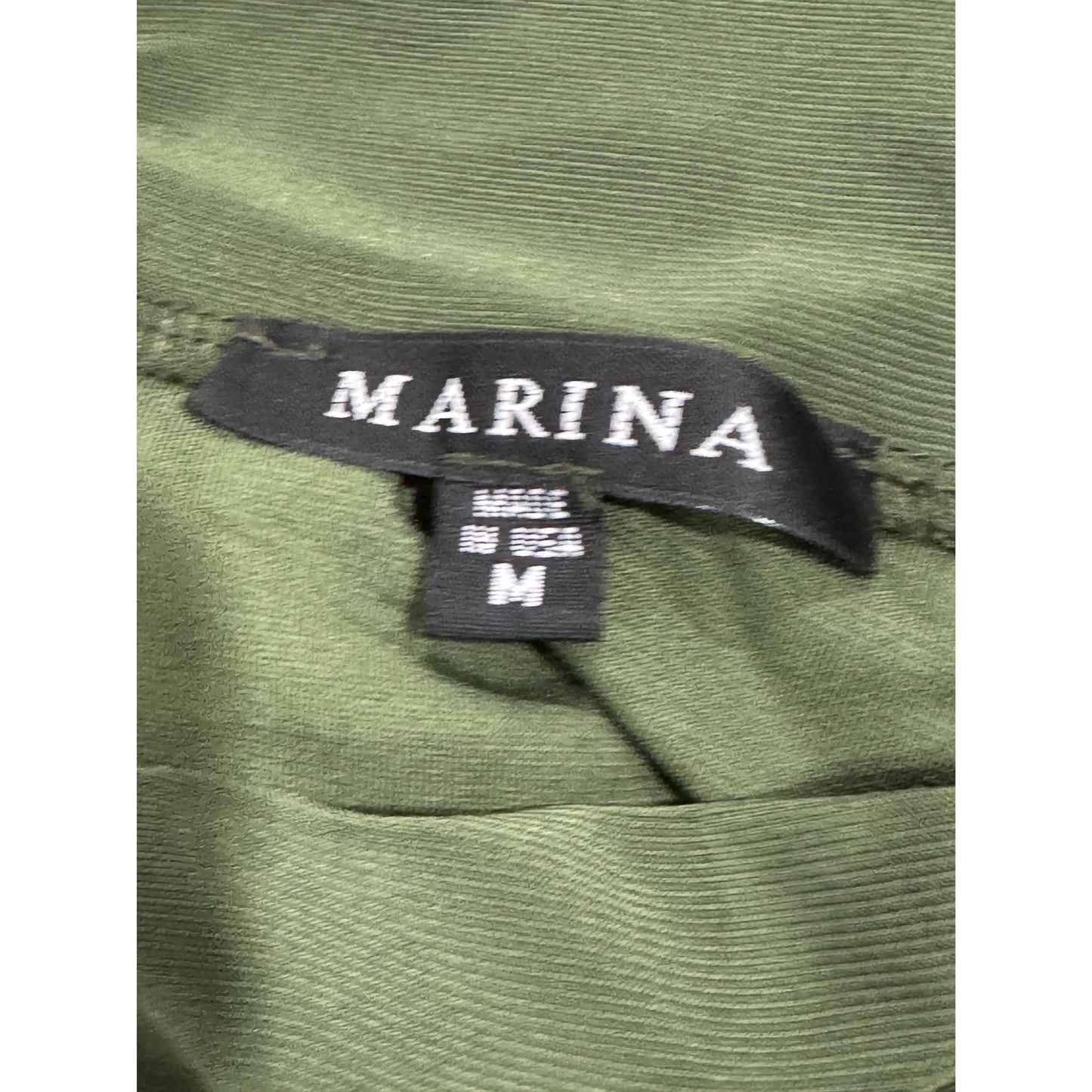 Marina Women's Sleeveless Olive Green Wide-Leg Jumpsuit With Smocked Waist Size M