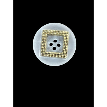 Vintage Gold & Clear Frosted Buttons Round Buttons With Textured Square Design (Set Of 35) 4-Hole Sewing Craft Supplies