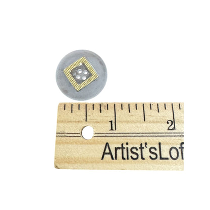 Vintage Gold & Clear Frosted Buttons Round Buttons With Textured Square Design (Set Of 35) 4-Hole Sewing Craft Supplies