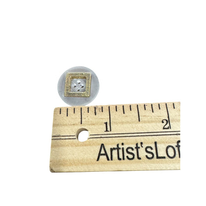 Vintage Gold & Clear Frosted Buttons Round Buttons With Textured Square Design (Set Of 35) 4-Hole Sewing Craft Supplies