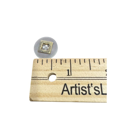 Vintage Gold & Clear Frosted Buttons Round Buttons With Textured Square Design (Set Of 35) 4-Hole Sewing Craft Supplies