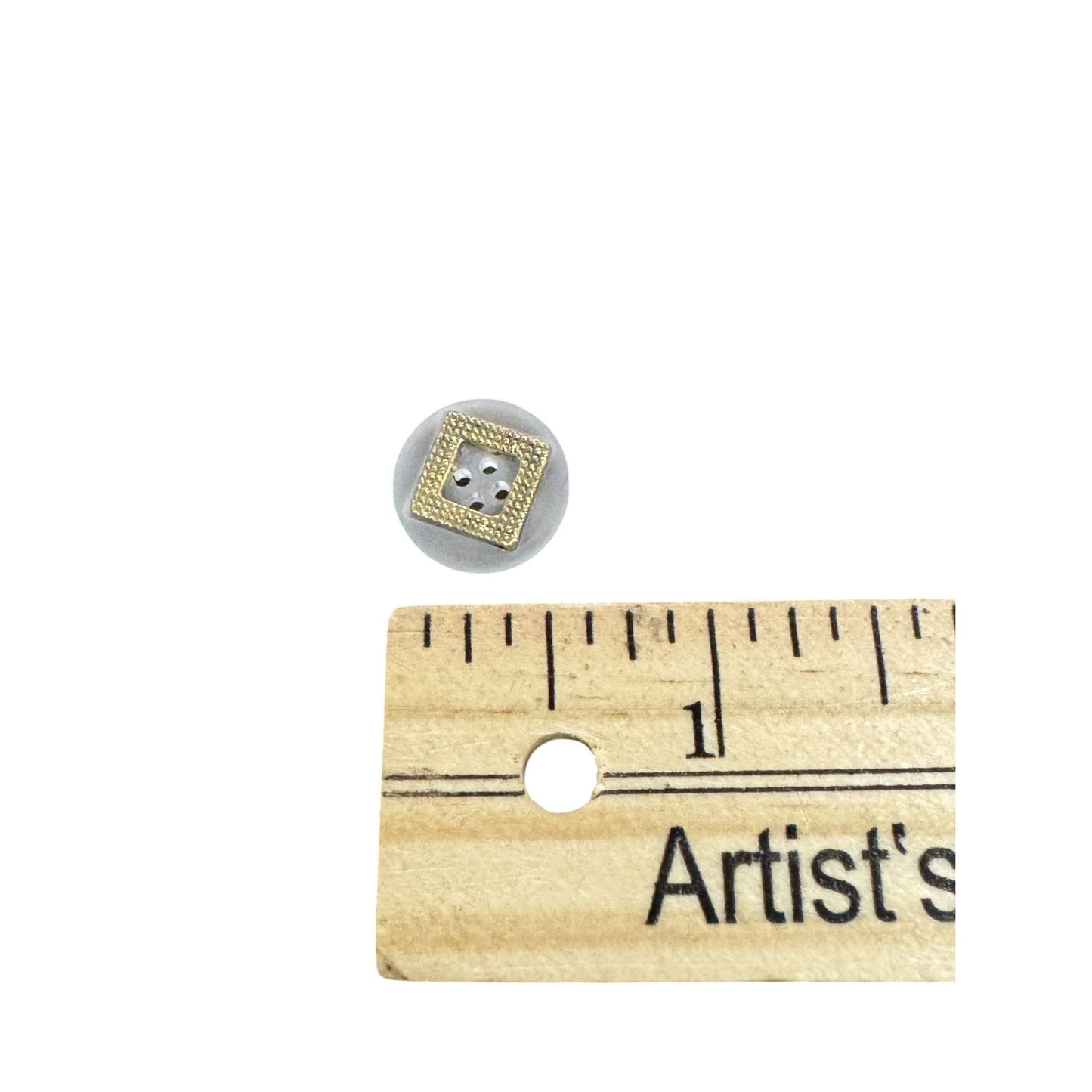 Vintage Gold & Clear Frosted Buttons Round Buttons With Textured Square Design (Set Of 35) 4-Hole Sewing Craft Supplies