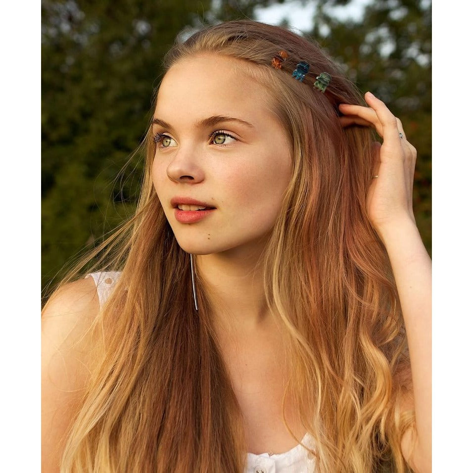 Set of 2 Scunci Headwraps & Set of 3 Mini Hair Claw Clips Set Faux Leather Headbands Multicolor Clips