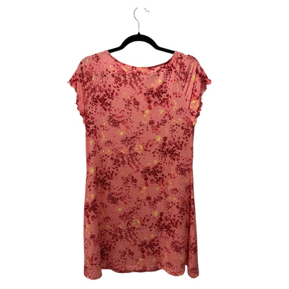 Abound Pink Floral Mini Dress With Tie Front & Flutter Sleeves - Size L