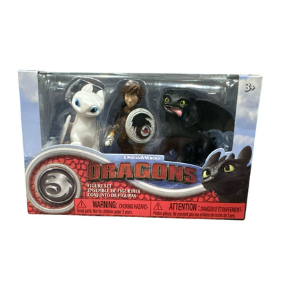 DreamWorks Dragons Figure Set With Toothless, Light Fury & Hiccup Figures Ages 3+