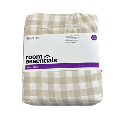 Home Essentials Bundle: Twin XL Sheet, Set 2 Chenille Bath Rugs, Hair Catcher, & LED Lamp