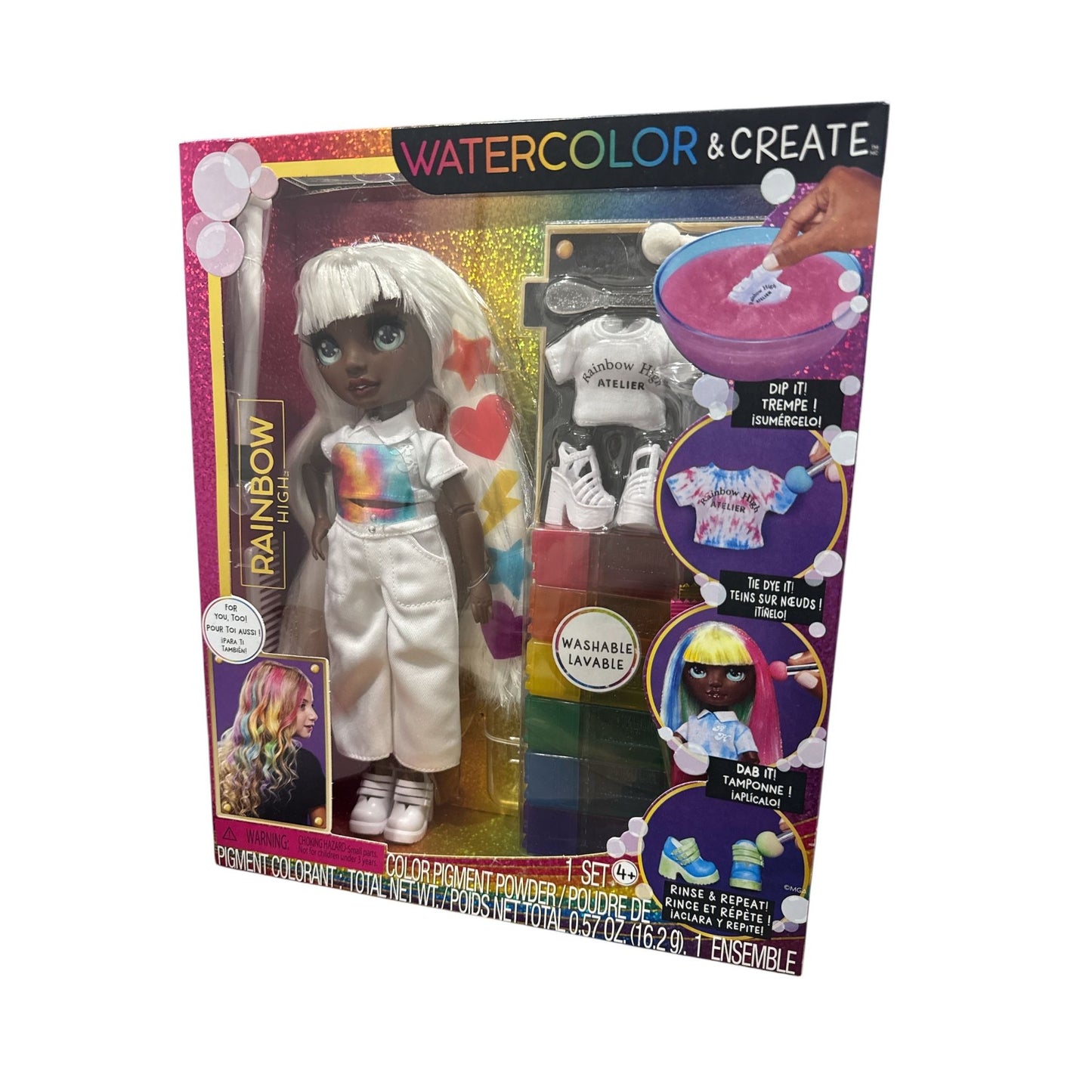 Rainbow High Watercolor & Create Doll Set With Tie-Dye Kit For Ages 4+