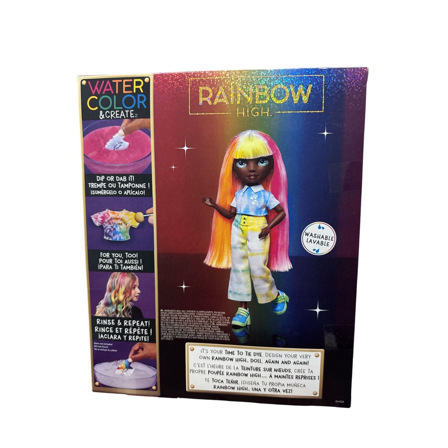Rainbow High Watercolor & Create Doll Set With Tie-Dye Kit For Ages 4+