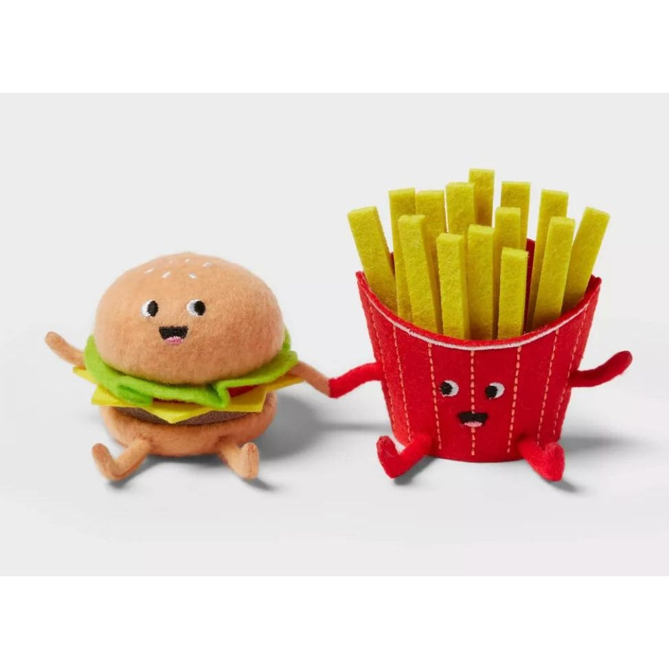Set of 2 Felt Duo Cheeseburger and Fries Summer Figurines - Sun Squad