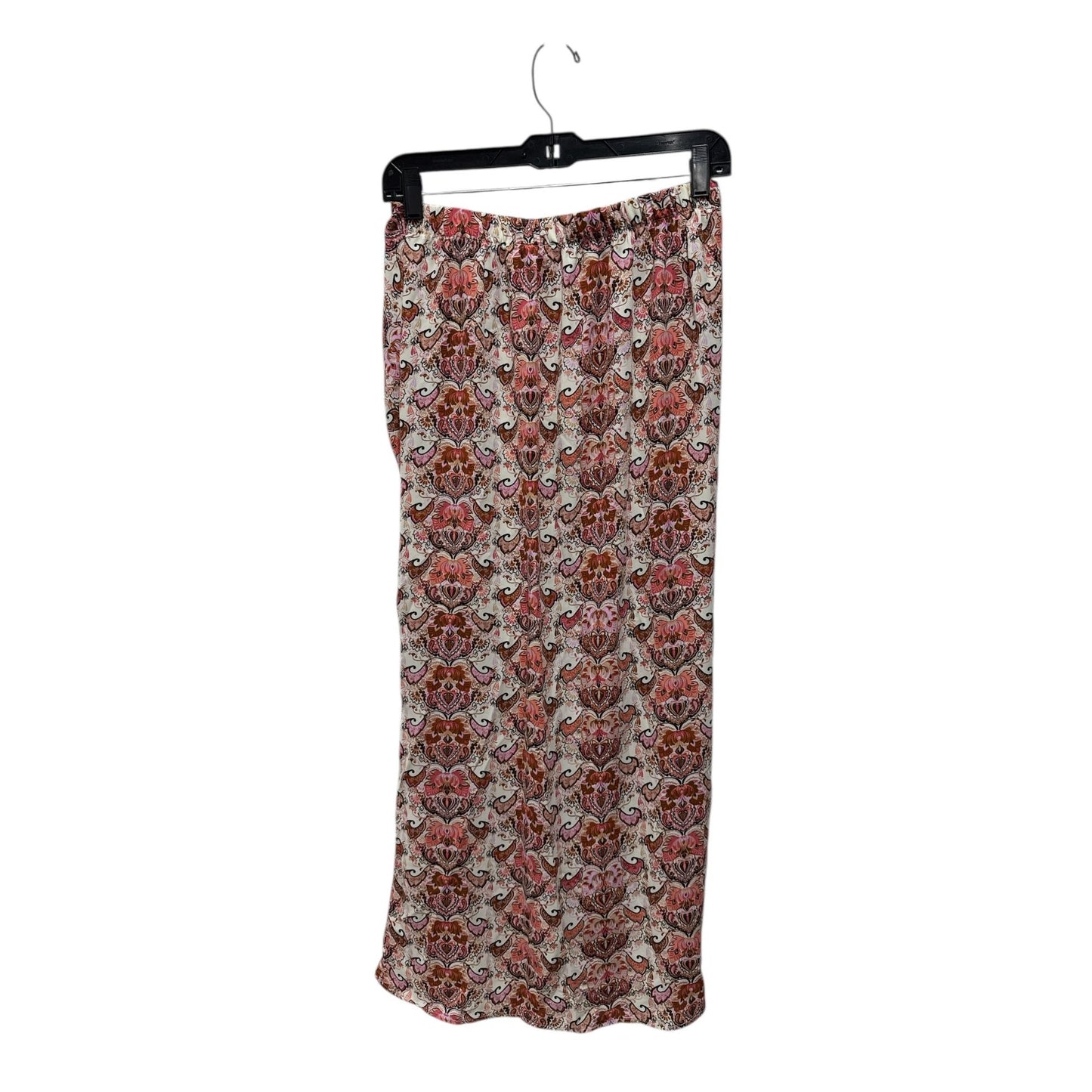 Status By Chenault Women's Paisley Print Midi Skirt With Front Ruched Detail & Side Slit Size S Multicolor
