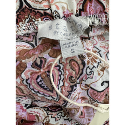 Status By Chenault Women's Paisley Print Midi Skirt With Front Ruched Detail & Side Slit Size S Multicolor